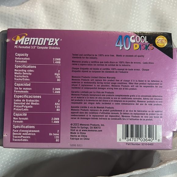 Memorex 3.5 Computer Diskettes Floppy Disc 80 Total Multi Colour with Storage - Picture 2 of 3